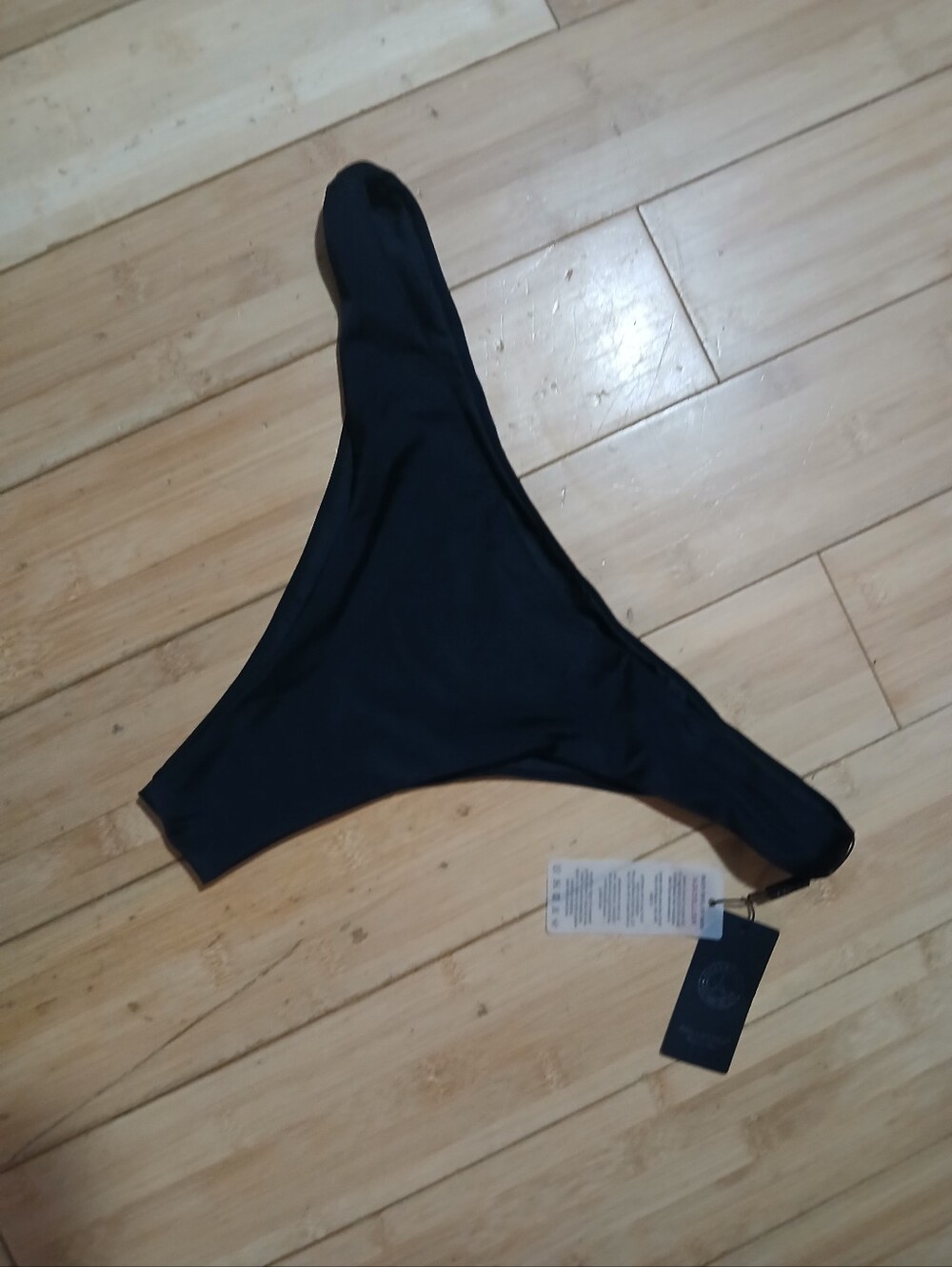 RELLECIGA Size XL Black Cheeky High Cut Brazilian Bikini Bottom NWT Vacation